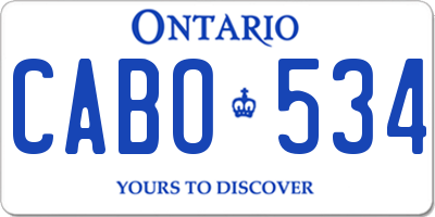 ON license plate CABO534