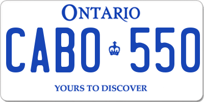 ON license plate CABO550