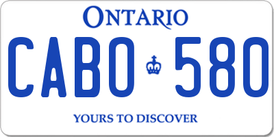 ON license plate CABO580