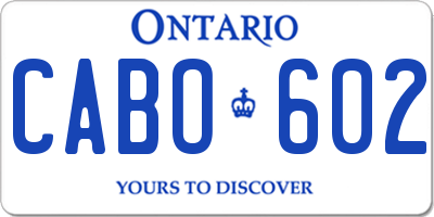 ON license plate CABO602