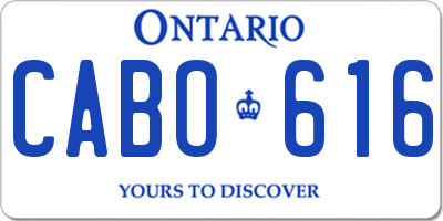 ON license plate CABO616