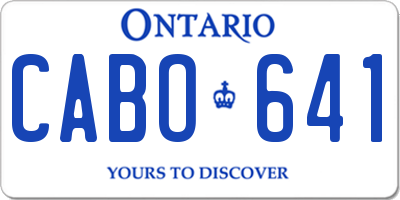 ON license plate CABO641