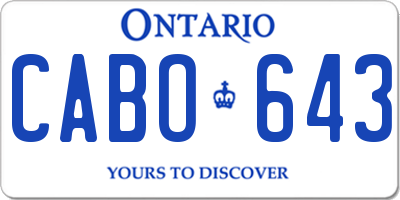 ON license plate CABO643