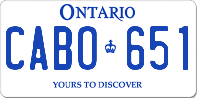 ON license plate CABO651