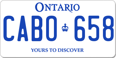 ON license plate CABO658