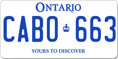 ON license plate CABO663