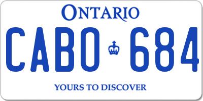 ON license plate CABO684