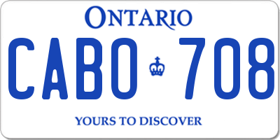 ON license plate CABO708