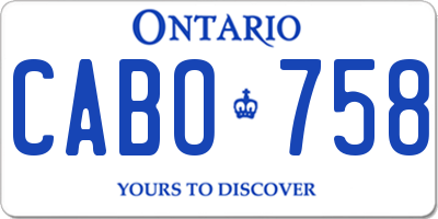 ON license plate CABO758