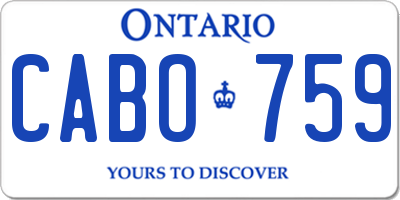 ON license plate CABO759