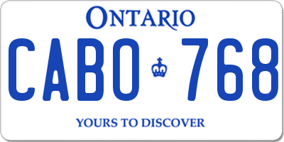 ON license plate CABO768