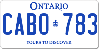 ON license plate CABO783