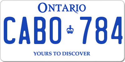 ON license plate CABO784