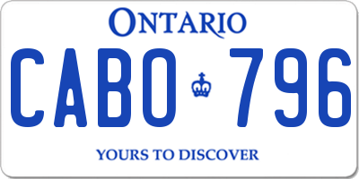 ON license plate CABO796