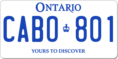 ON license plate CABO801