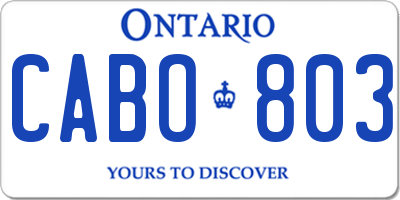 ON license plate CABO803