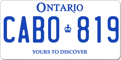 ON license plate CABO819