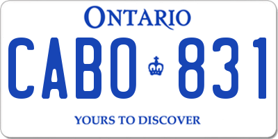 ON license plate CABO831