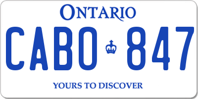 ON license plate CABO847