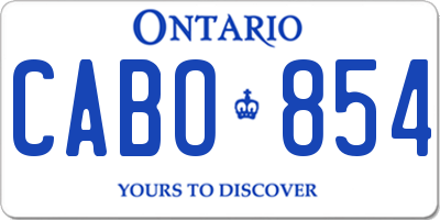 ON license plate CABO854