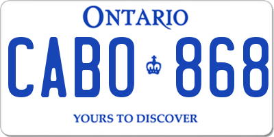 ON license plate CABO868