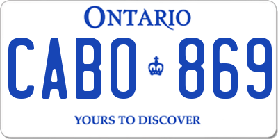 ON license plate CABO869