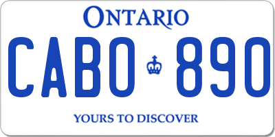 ON license plate CABO890