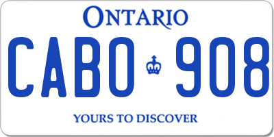 ON license plate CABO908