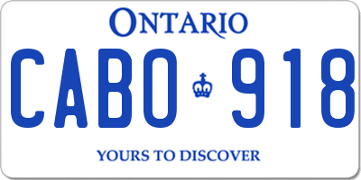 ON license plate CABO918