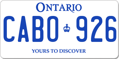 ON license plate CABO926