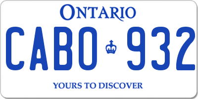 ON license plate CABO932