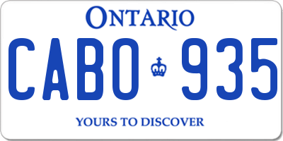 ON license plate CABO935