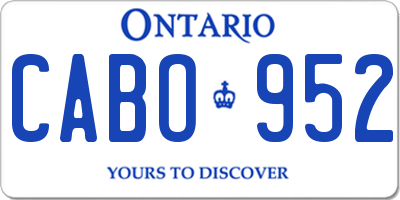 ON license plate CABO952