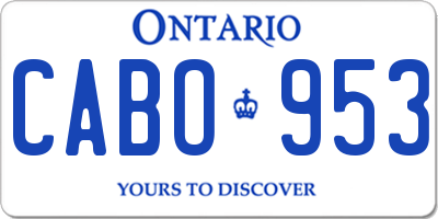 ON license plate CABO953