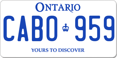 ON license plate CABO959