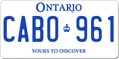 ON license plate CABO961