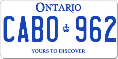 ON license plate CABO962