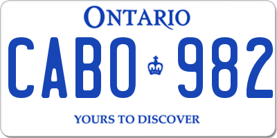 ON license plate CABO982