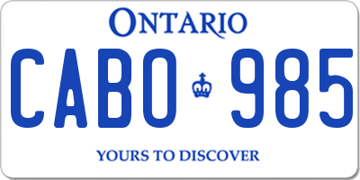 ON license plate CABO985