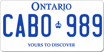 ON license plate CABO989