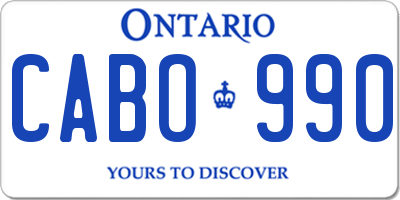 ON license plate CABO990