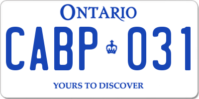 ON license plate CABP031