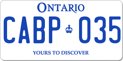 ON license plate CABP035