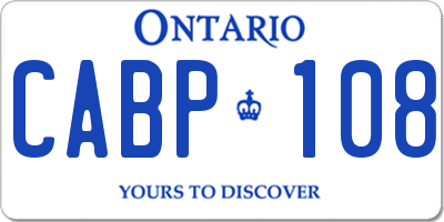 ON license plate CABP108