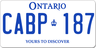 ON license plate CABP187