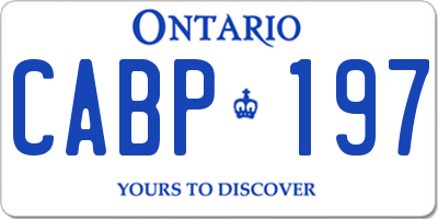 ON license plate CABP197