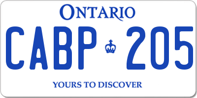 ON license plate CABP205