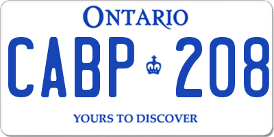 ON license plate CABP208