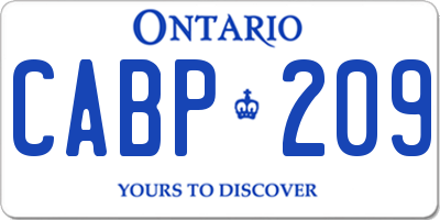 ON license plate CABP209