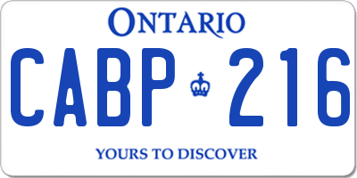 ON license plate CABP216